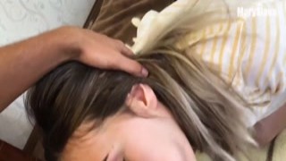 Seductive bright blonde head is analfucked mish while blowing lollicock