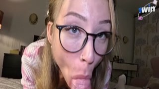 Libidinous blonde offers eager blowjob early in the early morning