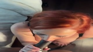 Sexy redhead finger fucks pussy while dude drills her anus