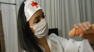 Sex-crazy maid is fucking her cunt with garbage brush