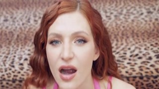 Complete all-natural busty red head Red Bird takes cumshots in her mouth