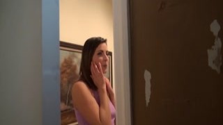 Attractive brunette shemale is getting rammed in her asshole